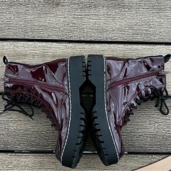 Sincerely Jules Burgundy Combat Moto Boots Lace & Zip Up Size 6.5 - Picture 4 of 12
